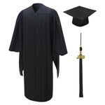 American Deluxe Black Masters Graduation Cap & Gown - Graduation Gowns UK