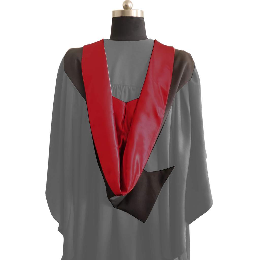 Bachelors Shape Burgon Academic Hood - Claret & Black - Graduation Gowns UK