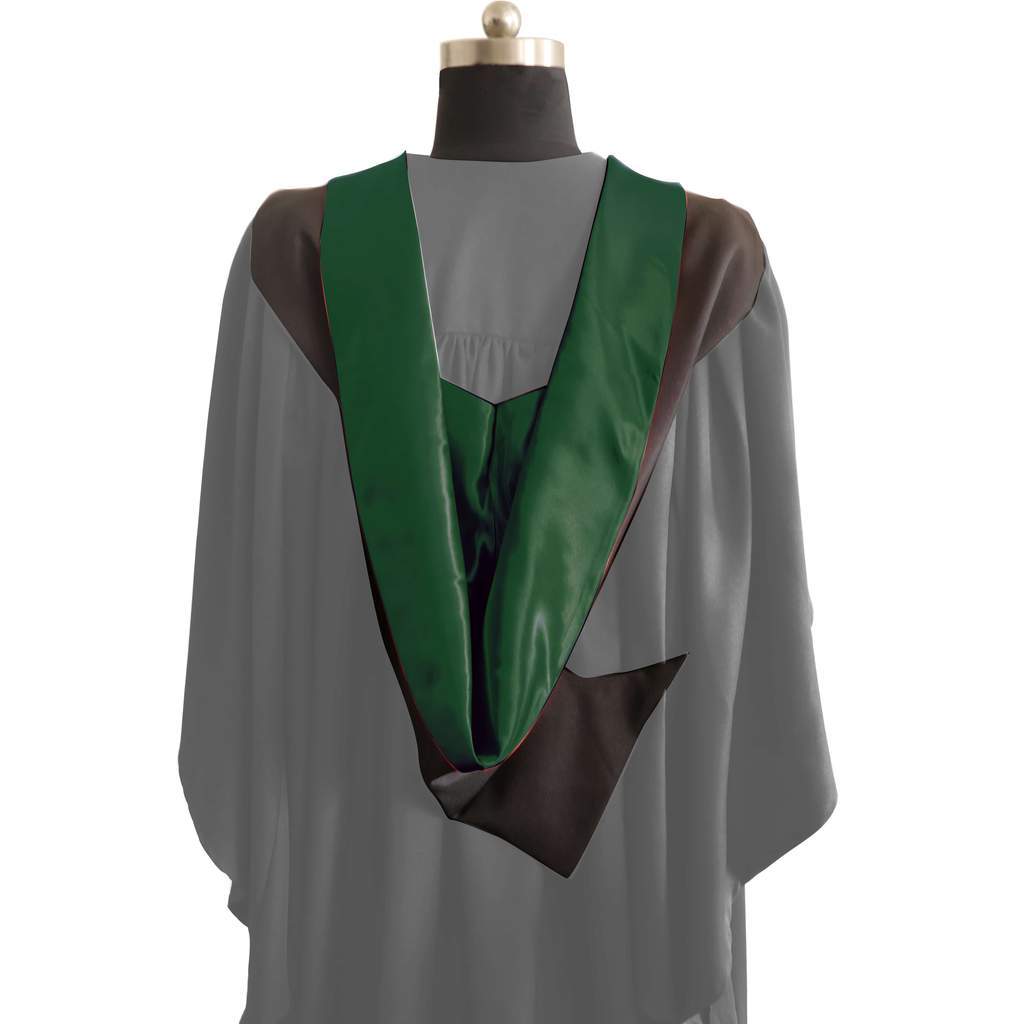 Bachelors Shape Burgon Academic Hood - Hunter Green & Black - Graduation Gowns UK