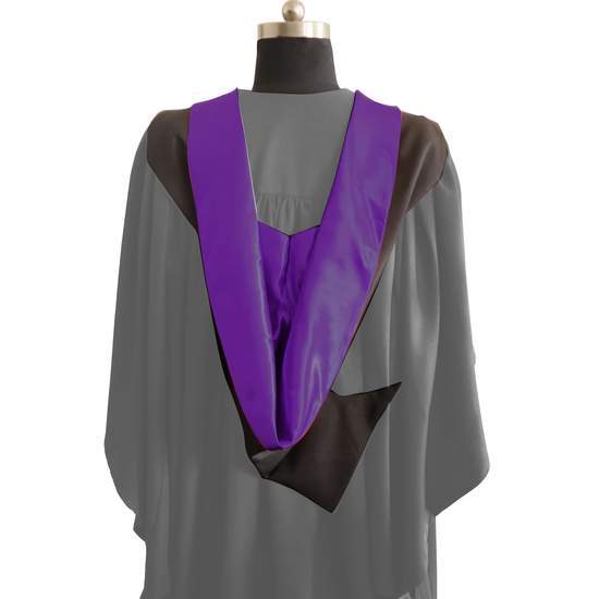 Bachelors Shape Burgon Academic Hood - Purple & Black - Graduation Gowns UK