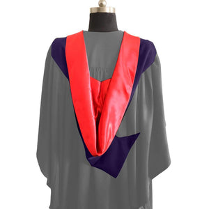 Bachelors Shape Burgon Academic Hood - Red & Navy - Graduation Gowns UK