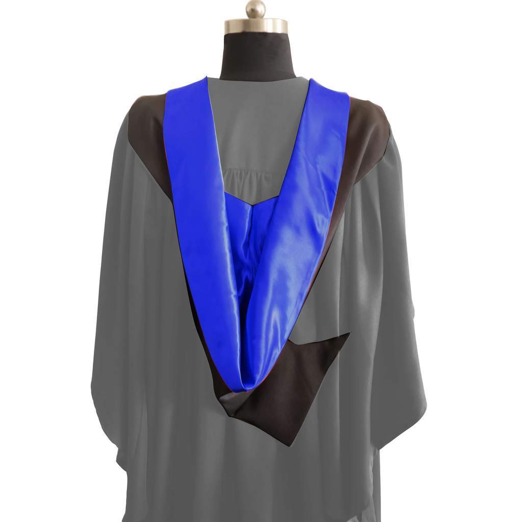 Bachelors Shape Burgon Academic Hood - Royal Blue & Black - Graduation Gowns UK