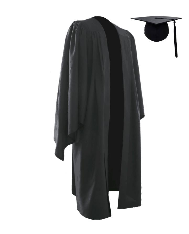 Classic Black Bachelors Graduation Cap & Gown - Graduation Gowns UK