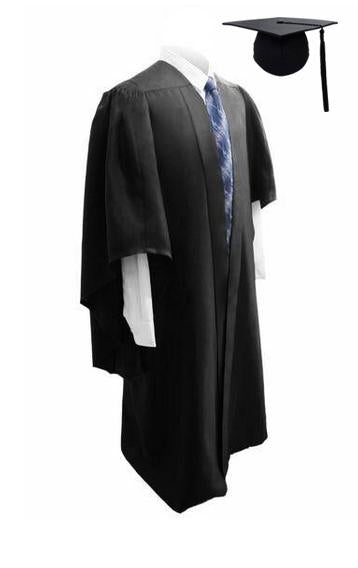 Deluxe Black Bachelors Graduation Cap & Gown - Graduation Gowns UK
