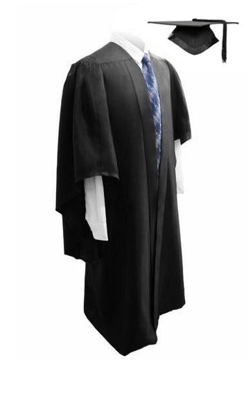Deluxe Black Bachelors Graduation Mortarboard & Gown - Graduation Gowns UK