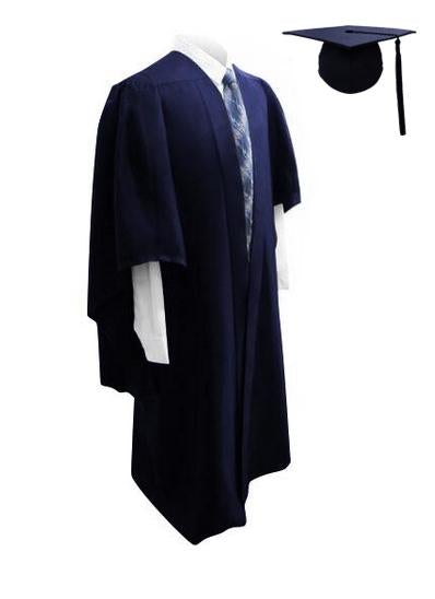 Deluxe Navy Bachelors Graduation Cap & Gown - Graduation Gowns UK