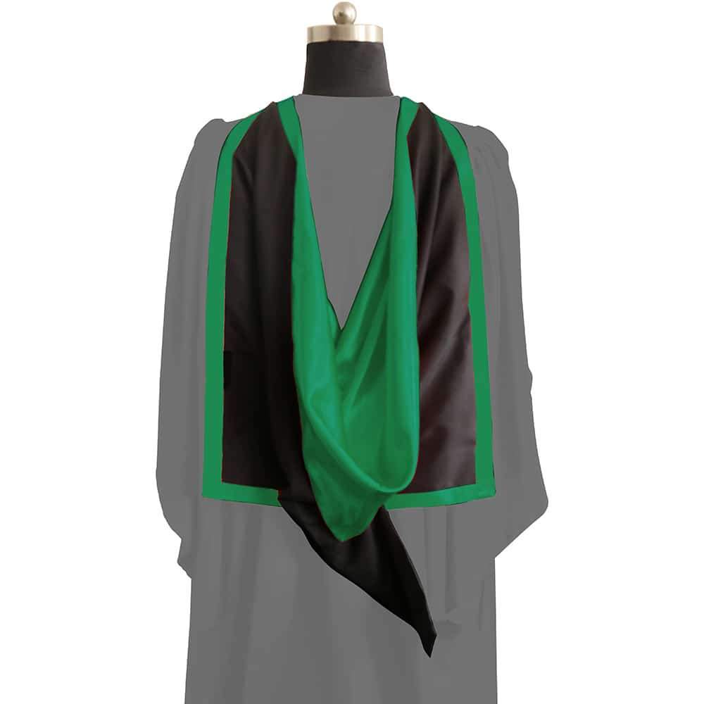 Masters Full Shape Academic Hood - Emerald Green & Black - Graduation Gowns UK