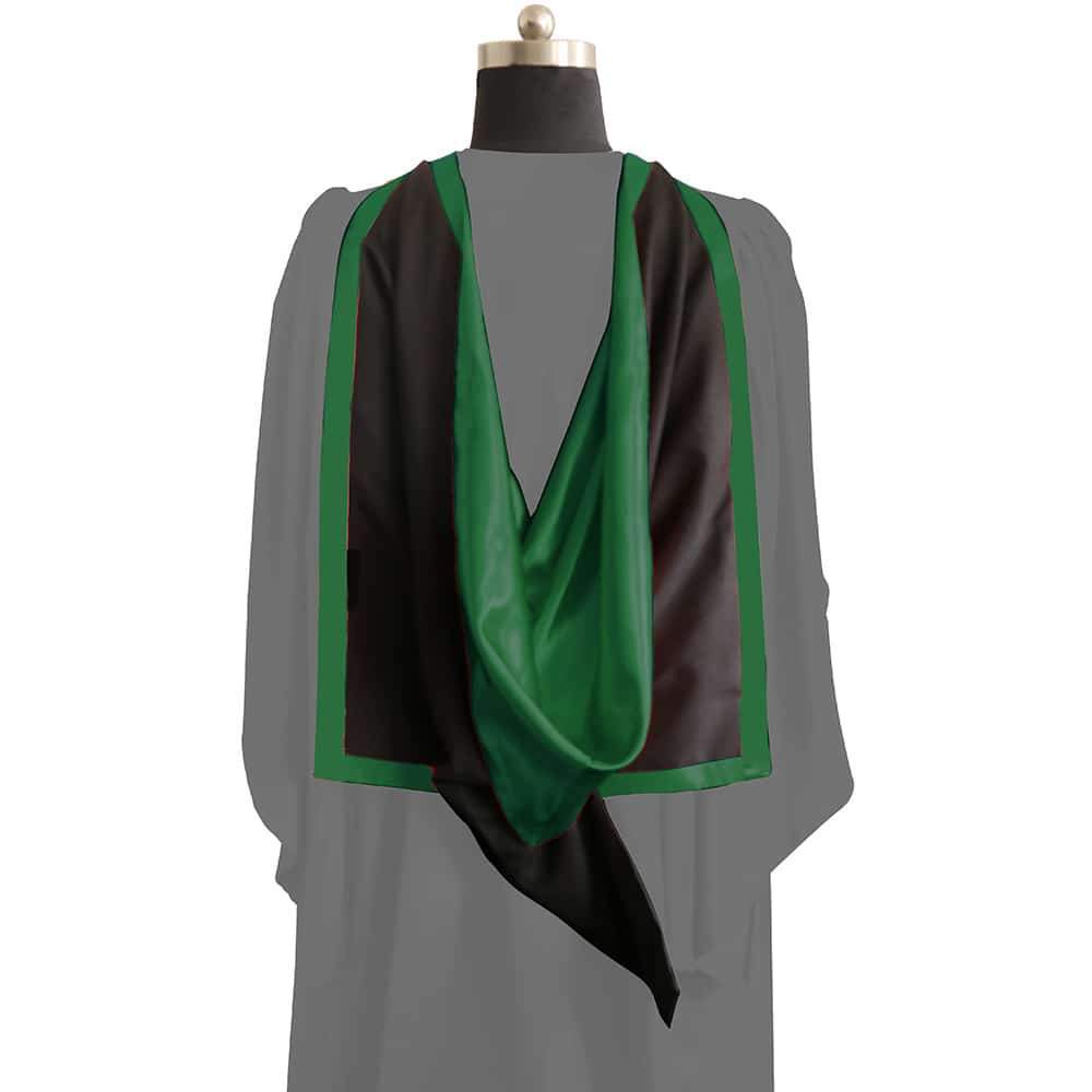 Masters Full Shape Academic Hood - Hunter Green & Black - Graduation Gowns UK