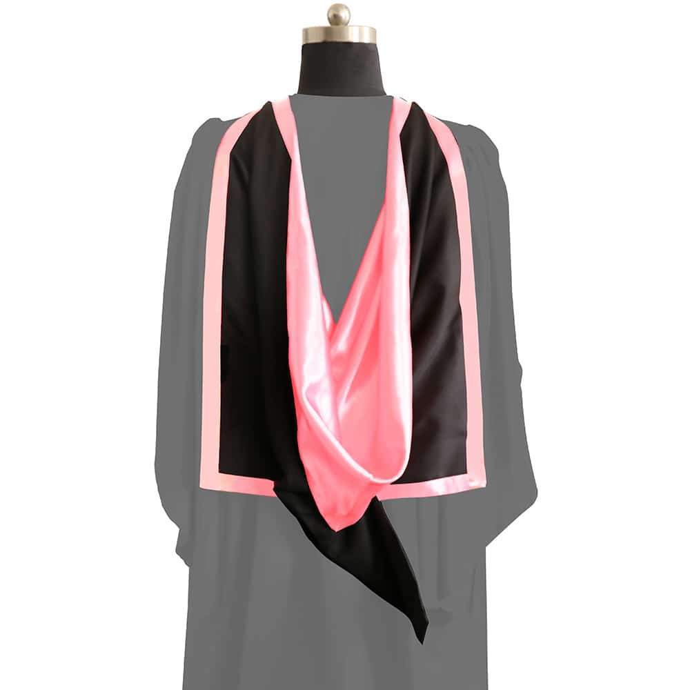 Masters Full Shape Academic Hood - Pink & Black - Graduation Gowns UK