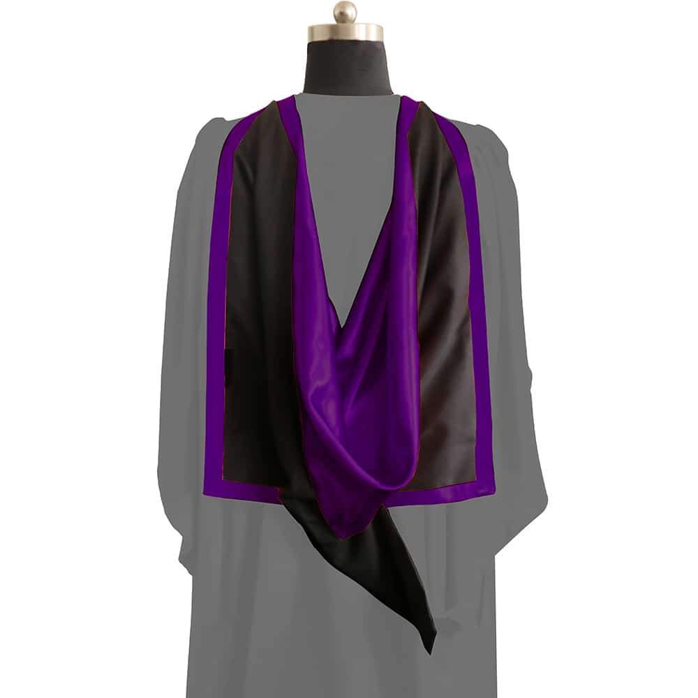 Masters Full Shape Academic Hood - Purple & Black - Graduation Gowns UK