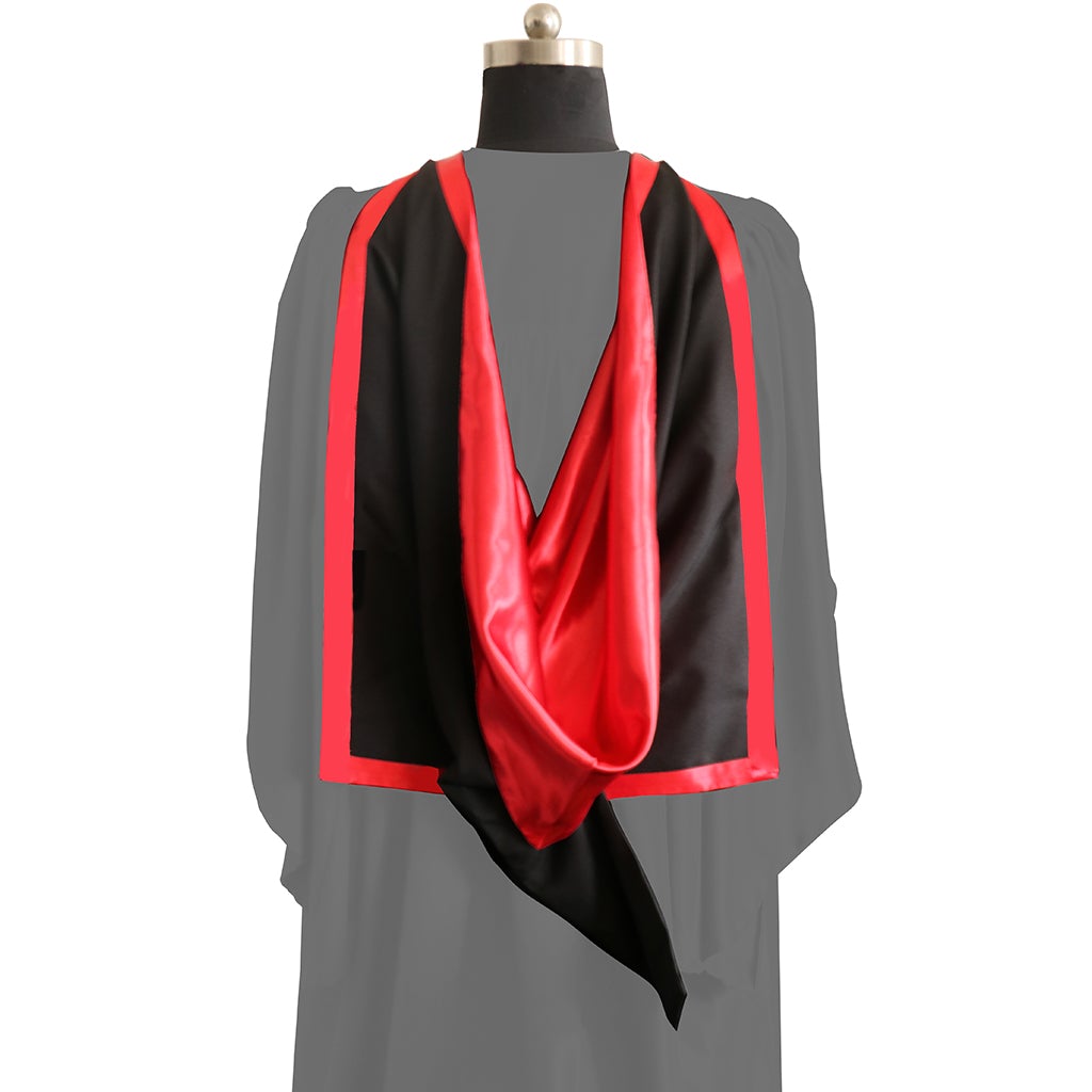 Masters Full Shape Academic Hood - Red & Black - Graduation Gowns UK