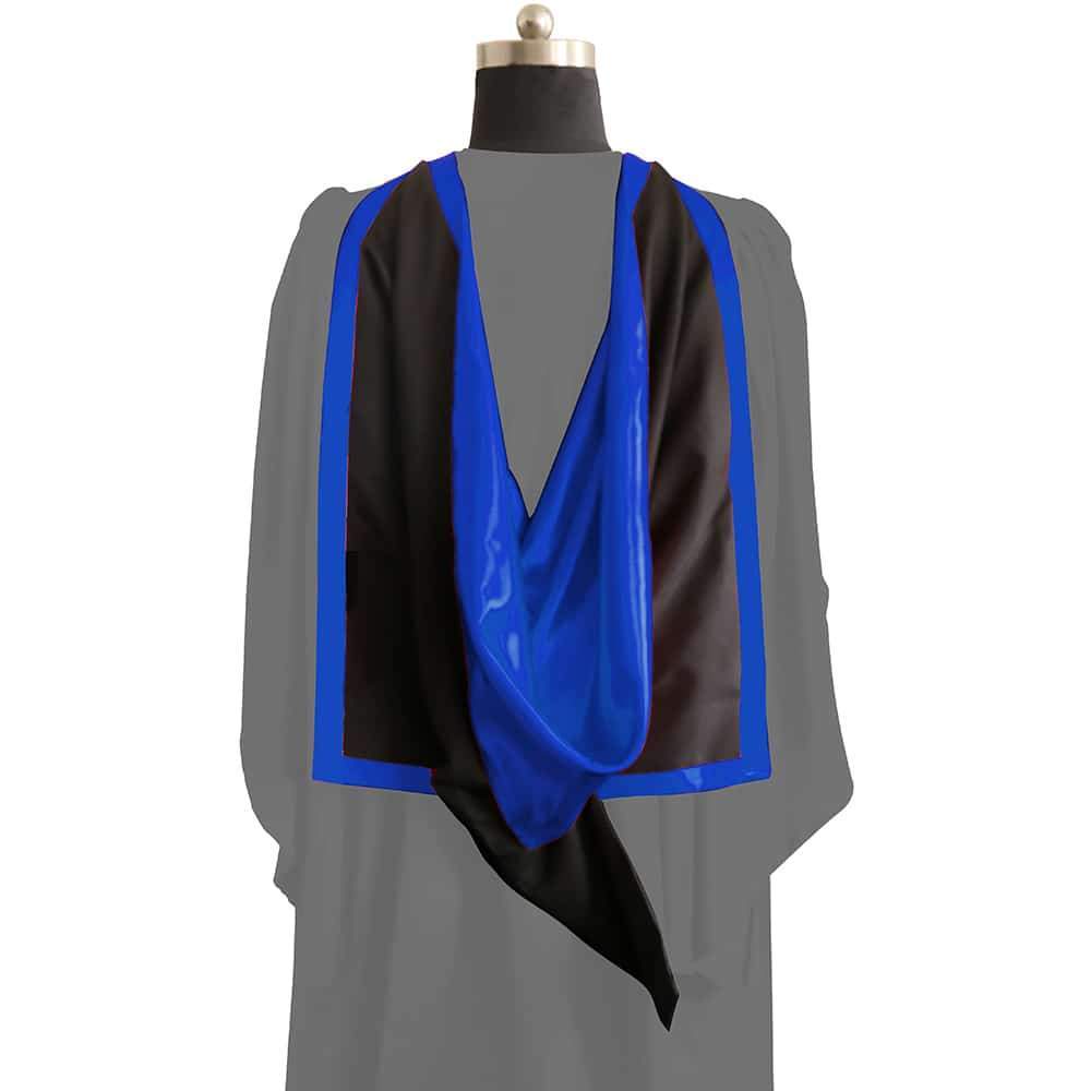 Masters Full Shape Academic Hood - Royal Blue & Black - Graduation Gowns UK
